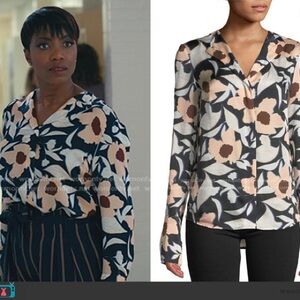 Christian Wijnants Tarani Floral Silk Charmeuse Button-Down Top